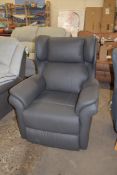 SHROPSHIRE LEATHER ELECTRIC RECLINING ARMCHAIR, GREY,