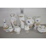 PORCELAIN ITEMS, MAINLY AYNSLEY COTTAGE GARDEN DESIGNS, VASES, SMALL BOX AND COVER