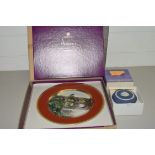 LIMITED EDITION LIMOGES PLATE IN ASPREY BOX PRODUCED FOR REED MEDWAY SAXE LTD AND A WEDGWOOD TRINKET