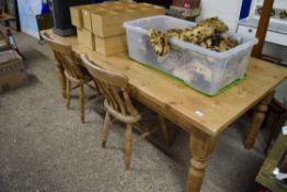 SCRUBBED PINE LARGE KITCHEN TABLE, APPROX 99 X 213CM