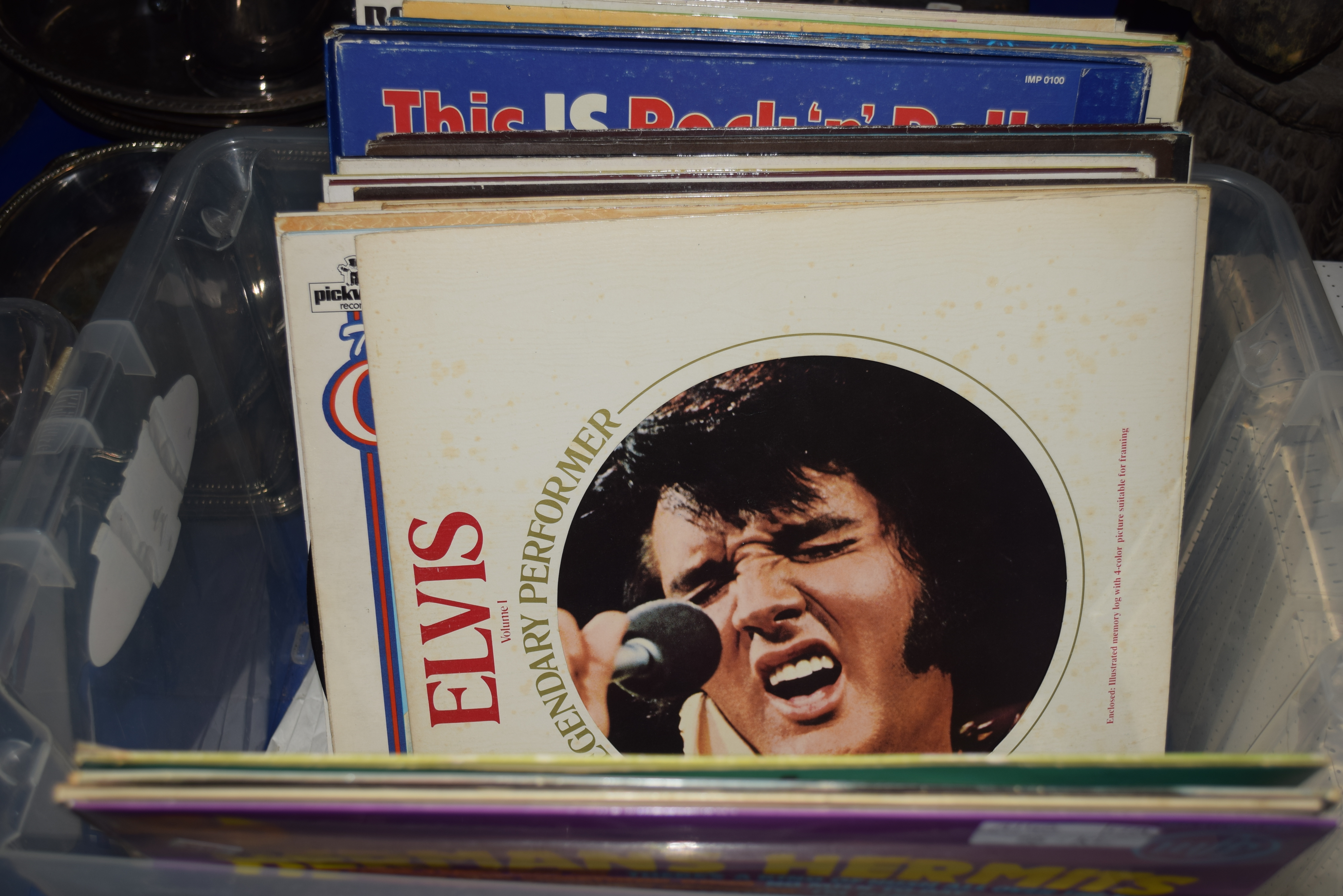 PLASTIC BOX CONTAINING LPS, MAINLY POP MUSIC, ELVIS PRESLEY, JOHN DENVER ETC - Image 2 of 4