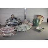 QTY OF CERAMICS, MAINLY KITCHEN WARES INCLUDING LARGE TUREEN, COVER AND STAND WITH PRINTED FLORAL