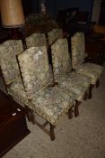 SET OF SIX UPHOLSTERED DINING CHAIRS