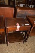 OAK SEWING TABLE WITH BARLEY TWIST LEGS, WIDTH APPROX 55CM