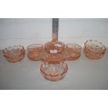 GLASS DRESSING TABLE SET, TRAY, VARIOUS SMALL BOWLS
