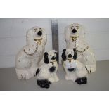 FOUR STAFFORDSHIRE DOGS, PAIR OF LARGE AND PAIR OF SMALL