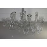 QTY OF CUT GLASS SHIPS DECANTERS AND OTHER GLASS WARES