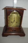 WALL CLOCK WITH SILVER COLOURED DIAL IN WOODEN FRAME