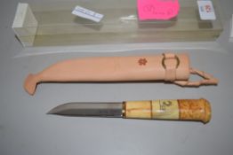 SMALL JAPANESE DAGGER IN LEATHER CASE AND ORIGINAL BOX