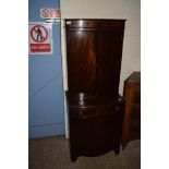MAHOGANY EFFECT BOW FRONT DRINKS CABINET, WIDTH APPROX 61CM