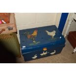 PAINTED METAL TRAVELLING TRUNK, LENGTH APPROX 69CM