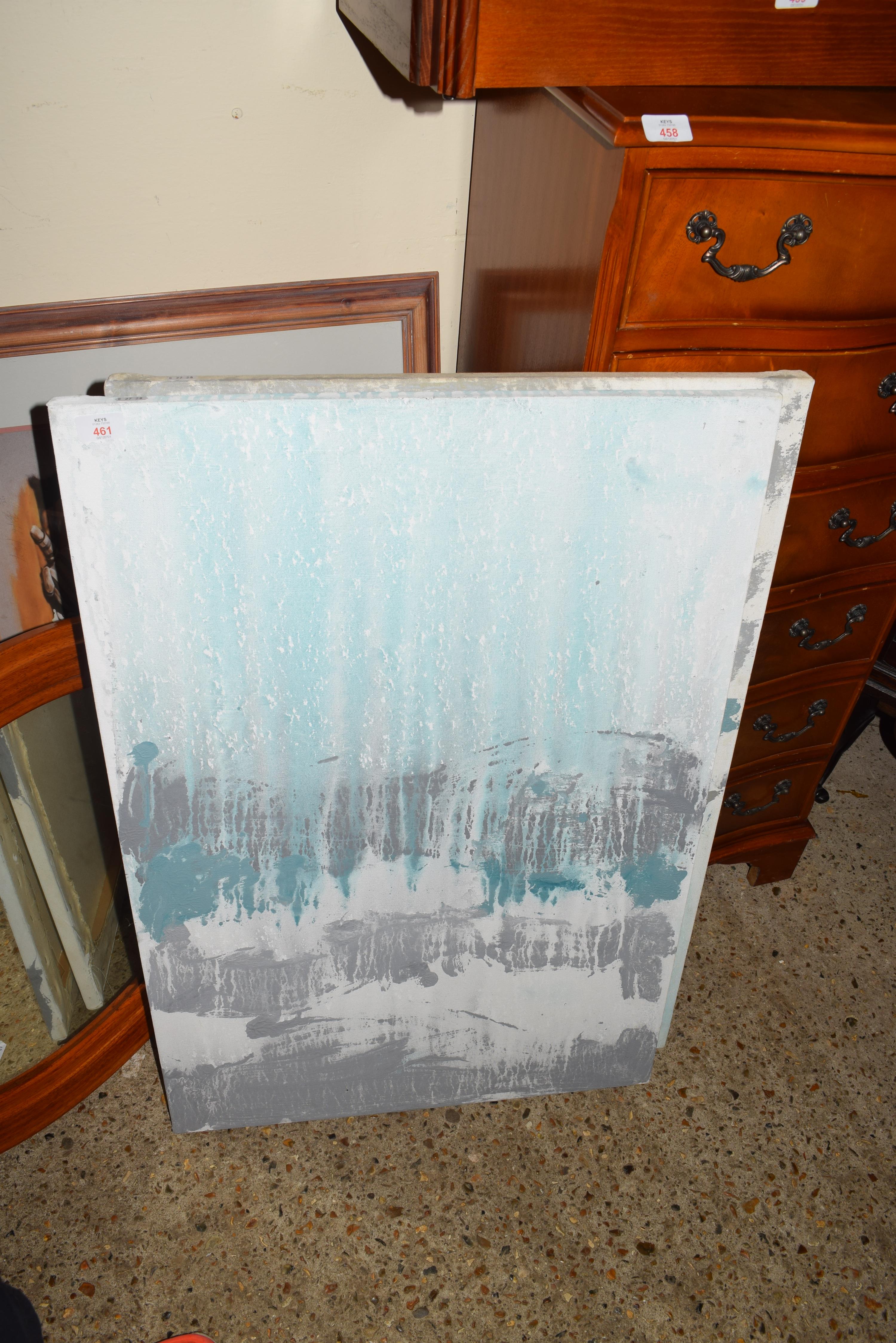 TWO ABSTRACT CANVAS PAINTINGS, EACH APPROX 61 X 91CM