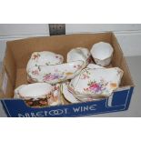 BOX CONTAINING QTY OF ROYAL CROWN DERBY CHINA, MAINLY IN THE POSIES PATTERN