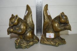 PAIR OF BRASS SQUIRRELS