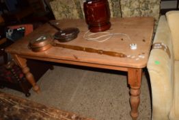 WAXED PINE RECTANGULAR KITCHEN TABLE, APPROX 90 X 153CM