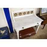 TILE BACK MARBLE TOP WASH STAND, WIDTH APPROX 94CM