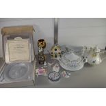 TRAY CONTAINING CERAMICS AND GLASS, TUREEN AND COVER, COFFEE POT ETC