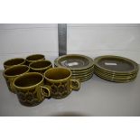 PART TEA SET BY HORNSEA COMPRISING SIX CUPS, SAUCERS AND SIDE PLATES