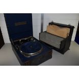 VINTAGE GRAMOPHONE AND BOXED GRAMOPHONE