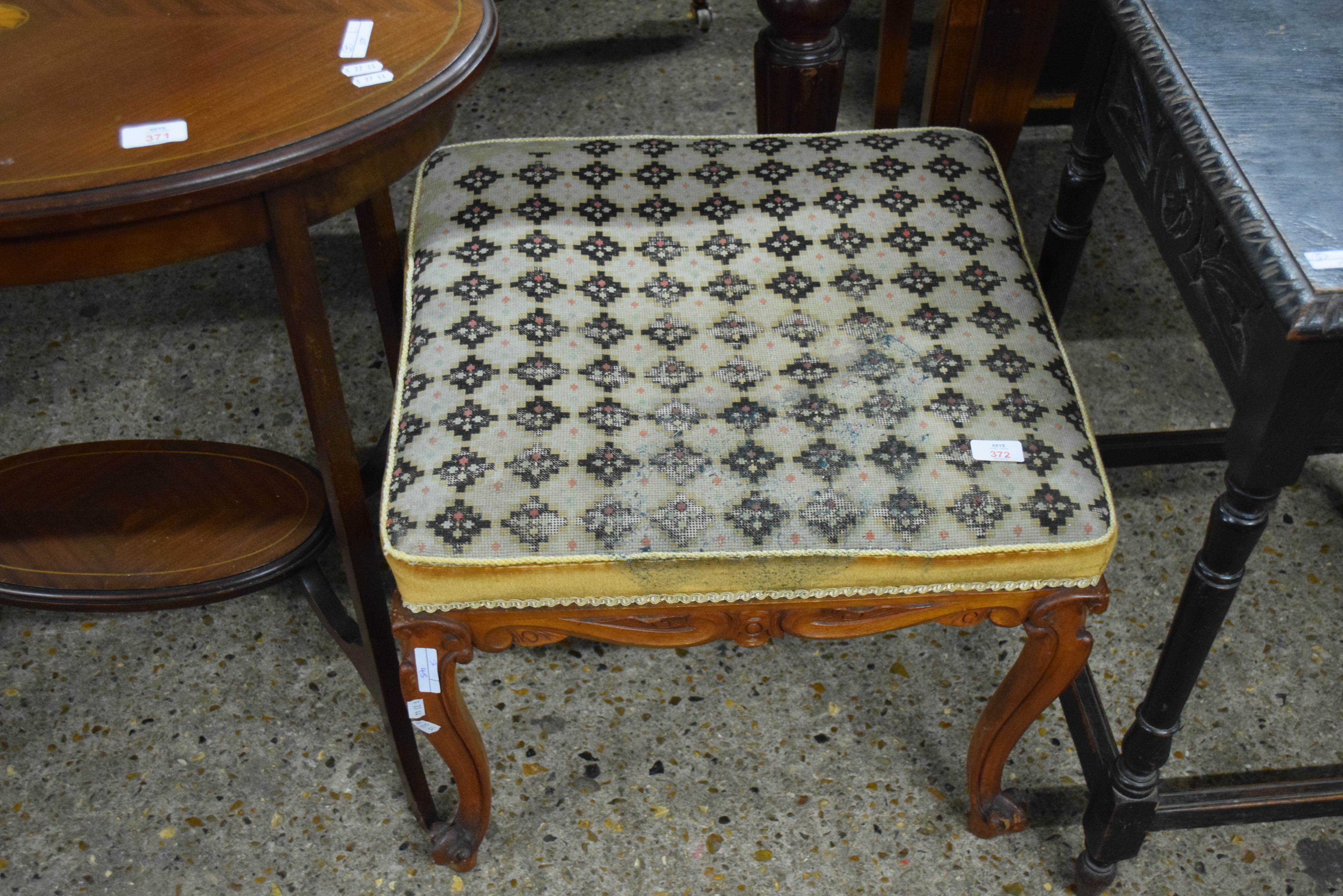 UPHOLSTERED STOOL, APPROX 52CM SQ