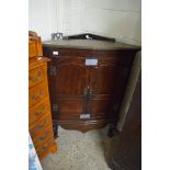 STAINED WOOD CORNER CABINET, WIDTH APPROX 86CM MAX