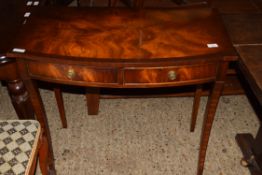 SERPENTINE SIDE TABLE WITH TWO DRAWERS, APPROX 85CM WIDE