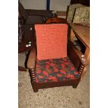 OAK FRAMED FIRESIDE CHAIR, WIDTH APPROX 73CM