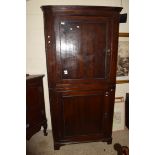 FULL HEIGHT 19TH CENTURY STAINED WOOD CORNER CUPBOARD, APPROX 96CM WIDE MAX