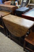 OAK GATELEG TABLE WITH BARLEY TWIST LEGS, APPROX 84CM WIDTH