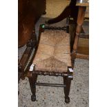 SMALL RUSH SEATED JOINTED STOOL, LENGTH APPROX 66CM