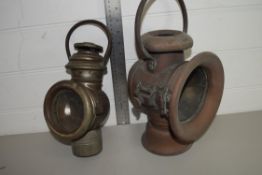 TWO VINTAGE RAILWAY OR CAR LIGHTS