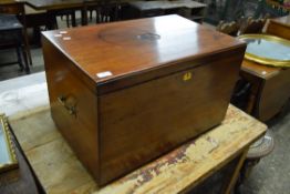 MAHOGANY STORAGE CHEST WITH BRASS FITTINGS, APPROX 70 X 44CM
