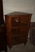 SMALL OAK GLAZED CORNER CABINET, WIDTH APPROX 62CM MAX