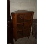 SMALL OAK GLAZED CORNER CABINET, WIDTH APPROX 62CM MAX