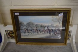 FRAMED PRINT DEPICTING THE ROYAL ARTILLERY, FRAME SIZE APPROX 59CM