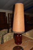 STUDIO POTTERY LAMP BASE AND SHADE, TOTAL HEIGHT APPROX 118CM