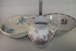 LARGE JUG AND TWO LARGE WASHBASINS