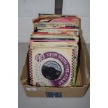 SMALL BOX CONTAINING RECORDS, 45RPM