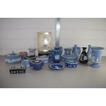 TRAY CONTAINING WEDGWOOD BASALT WARES, BLUE JASPER WARES AND BLACK JASPERWARES