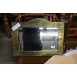 SMALL METAL FRAMED MIRROR, WIDTH APPROX 52CM