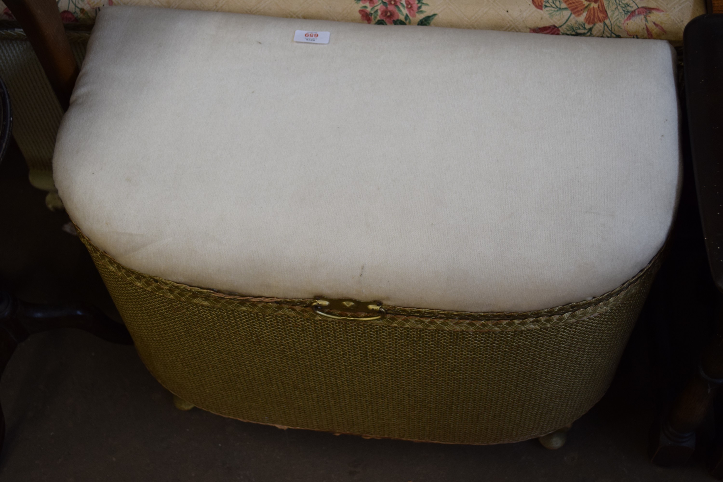 UPHOLSTERED LLOYD LOOM STYLE OTTOMAN