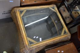 GLASS TOPPED CONSERVATORY TABLE, APPROX 75 X 68CM