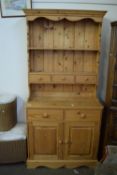 MODERN WAXED PINE KITCHEN DRESSER, WIDTH APPROX 94CM