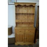 MODERN WAXED PINE KITCHEN DRESSER, WIDTH APPROX 94CM