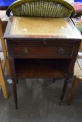 LEATHER TOPPED BEDSIDE TABLE, WIDTH APPROX 46CM