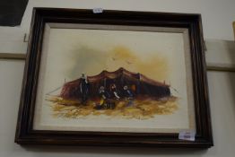 OIL ON CANVAS OF AN ARAB ENCAMPMENT