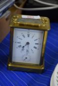 SMALL BRASS AND GLASS CARRIAGE CLOCK