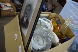 BOX OF MIXED HOUSEHOLD CERAMICS AND GLASS