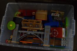 ONE BOX OF WOODEN BRIO TYPE TRAIN SET