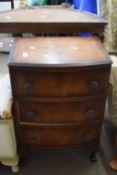 SMALL BOW FRONT BEDSIDE CHEST, WIDTH APPROX 46CM